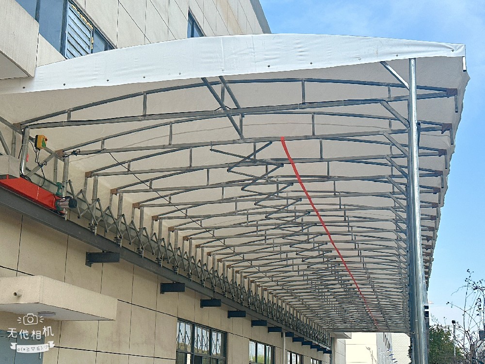 推拉棚 廠房過(guò)道(dào)連廊大跨度懸空電動伸縮雨棚 一件(jiàn)開合可定製 防違建